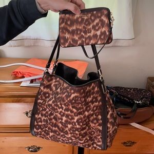 Coach Leopard Print Purse and Wristlet, used once